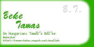 beke tamas business card